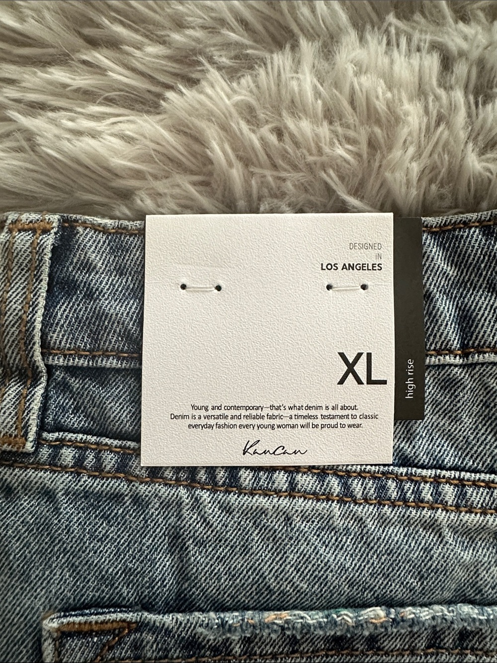 KanCan Light Blue Distressed Denim Jean Shorts with Rainbow Patch - Picture 6 of 6